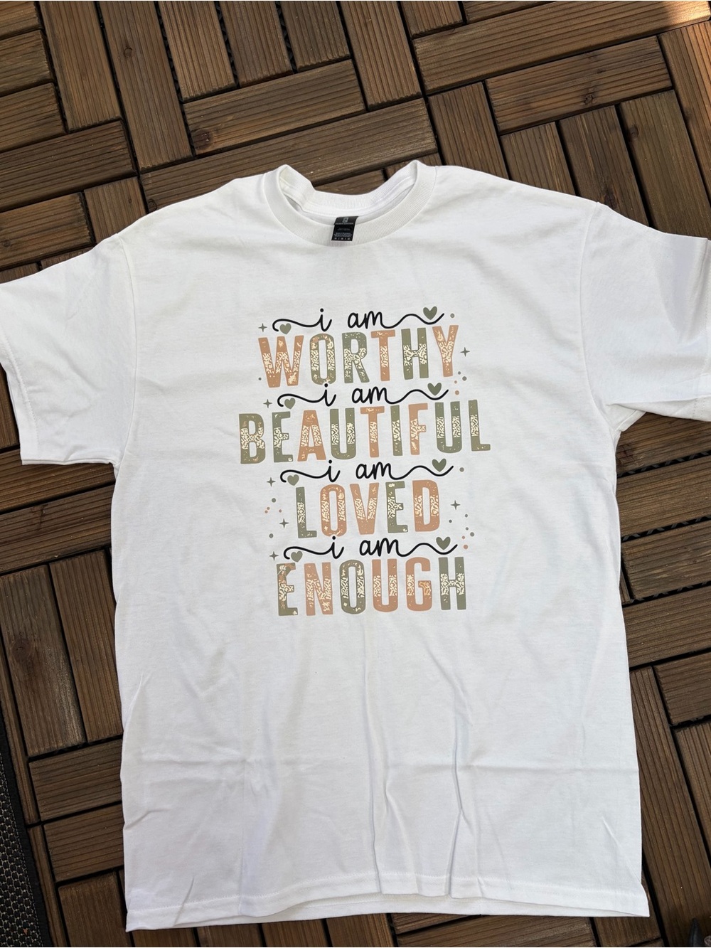 Worthy Beautiful Loved Enough Motivational Graphic Tee - White